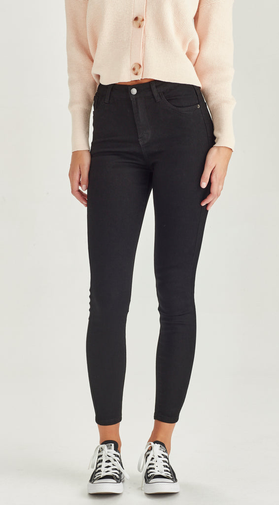medium length stretch denim black skinny jean