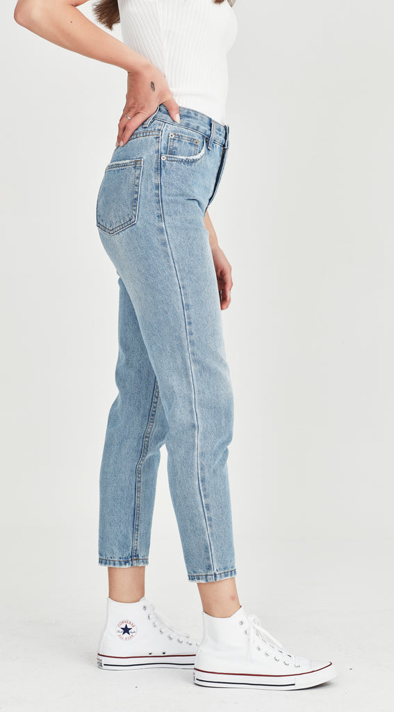 Blue Mom jean short length