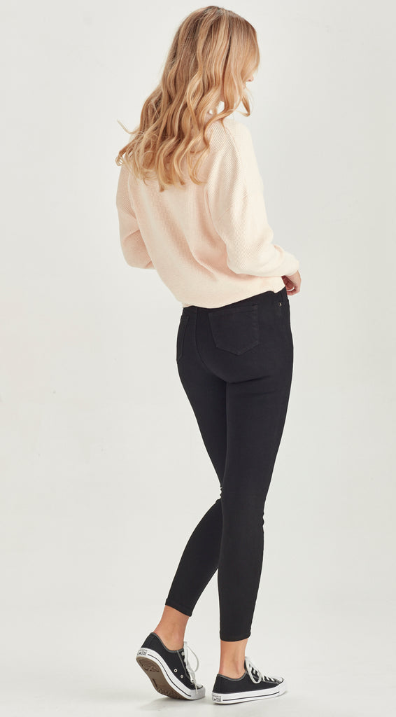 medium length stretch denim black skinny jean