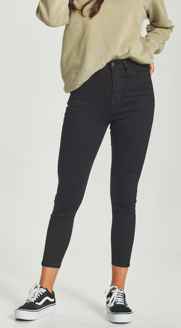 short length stretch denim black skinny jean