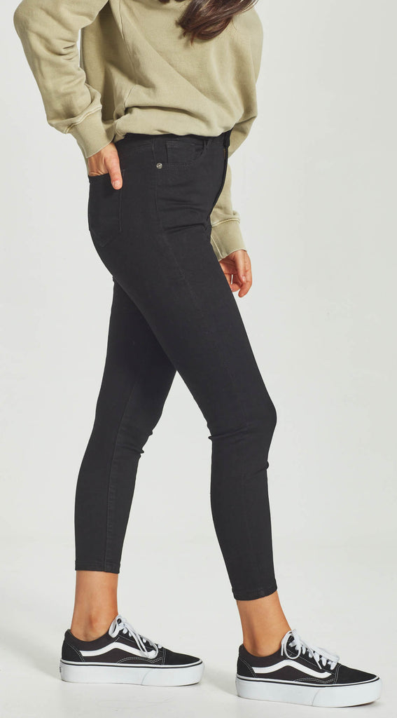 short length stretch denim black skinny jean
