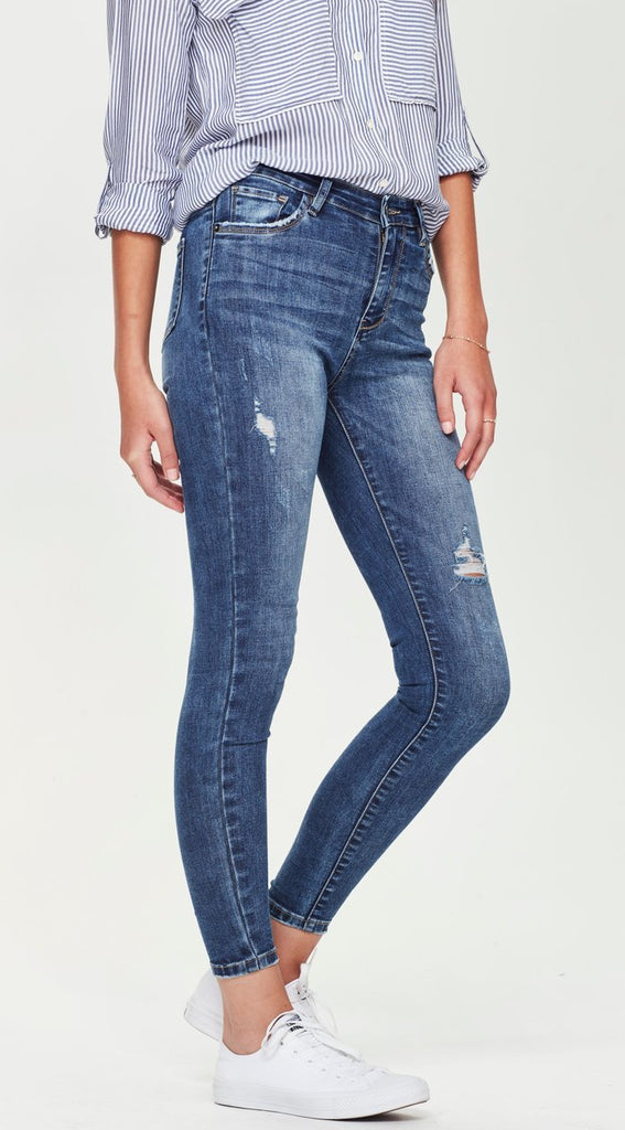 skinny ripped blue jean