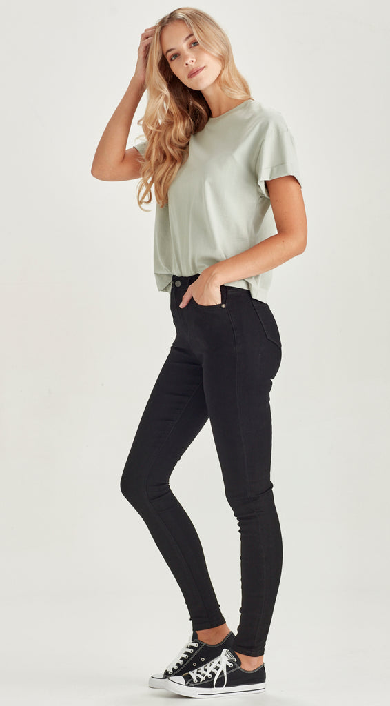 black long skinny stretch denim jean