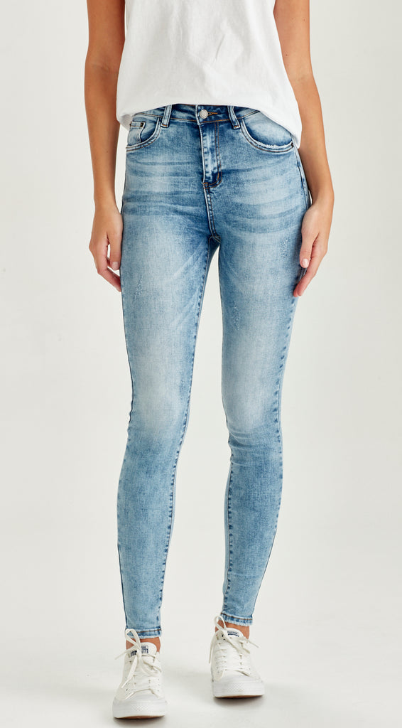 blue long skinny stretch denim jean