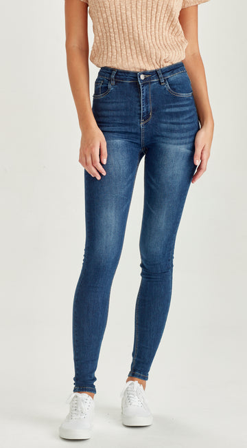 dark blue long skinny stretch denim jean