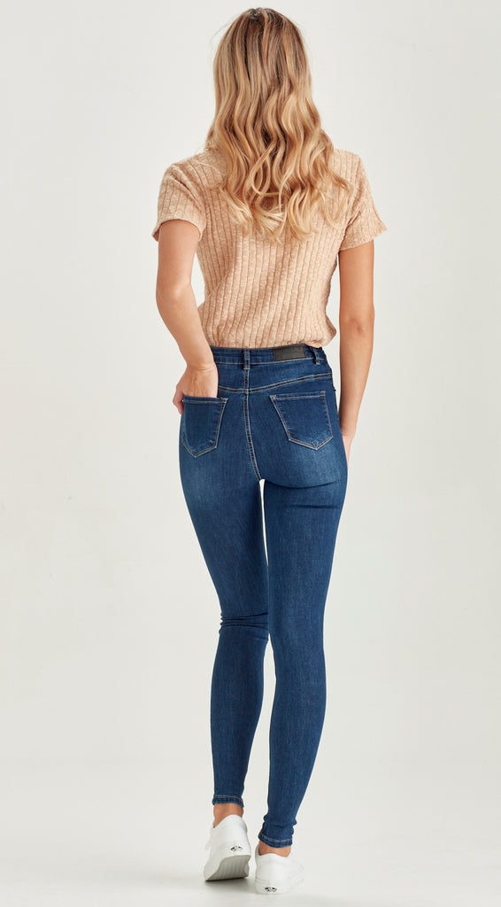 dark blue long skinny stretch denim jean