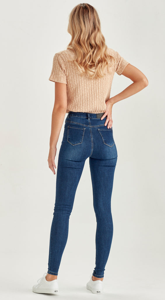 dark blue long skinny stretch denim jean