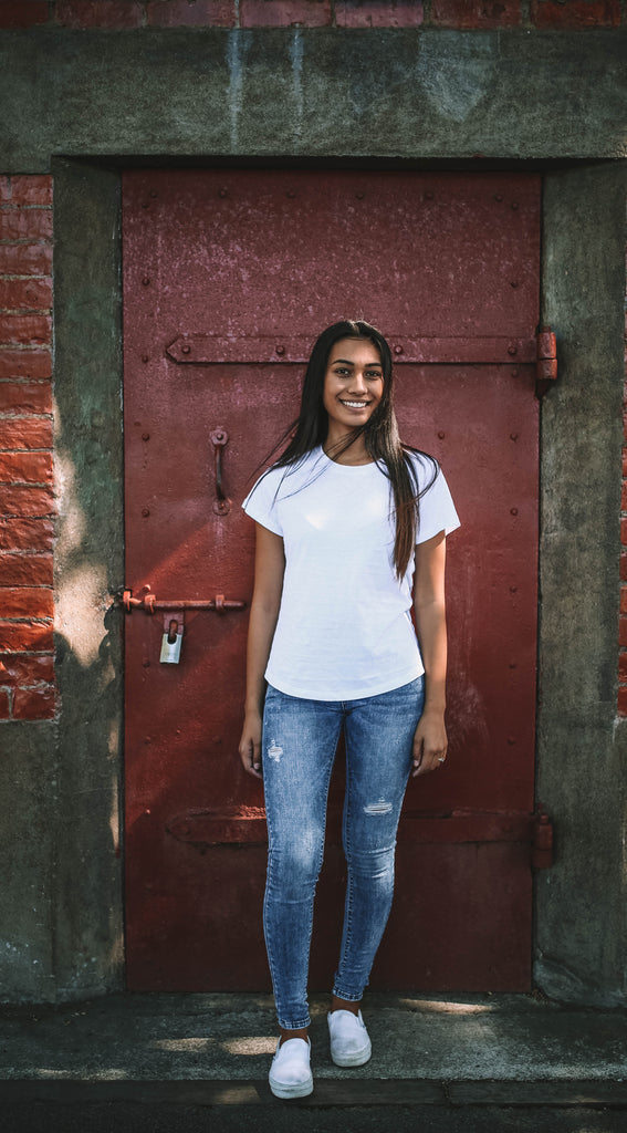 skinny ripped long length blue jean